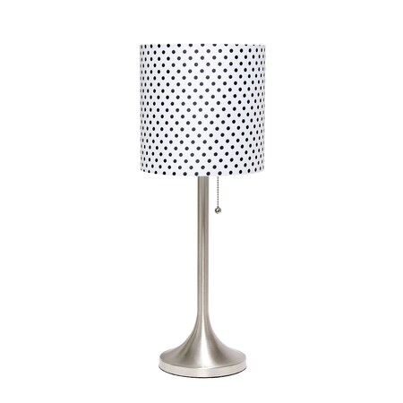 Simple Designs Brushed Nickel Tapered Table Lamp with Polka Dot Fabric Drum Shade LT1076-BND